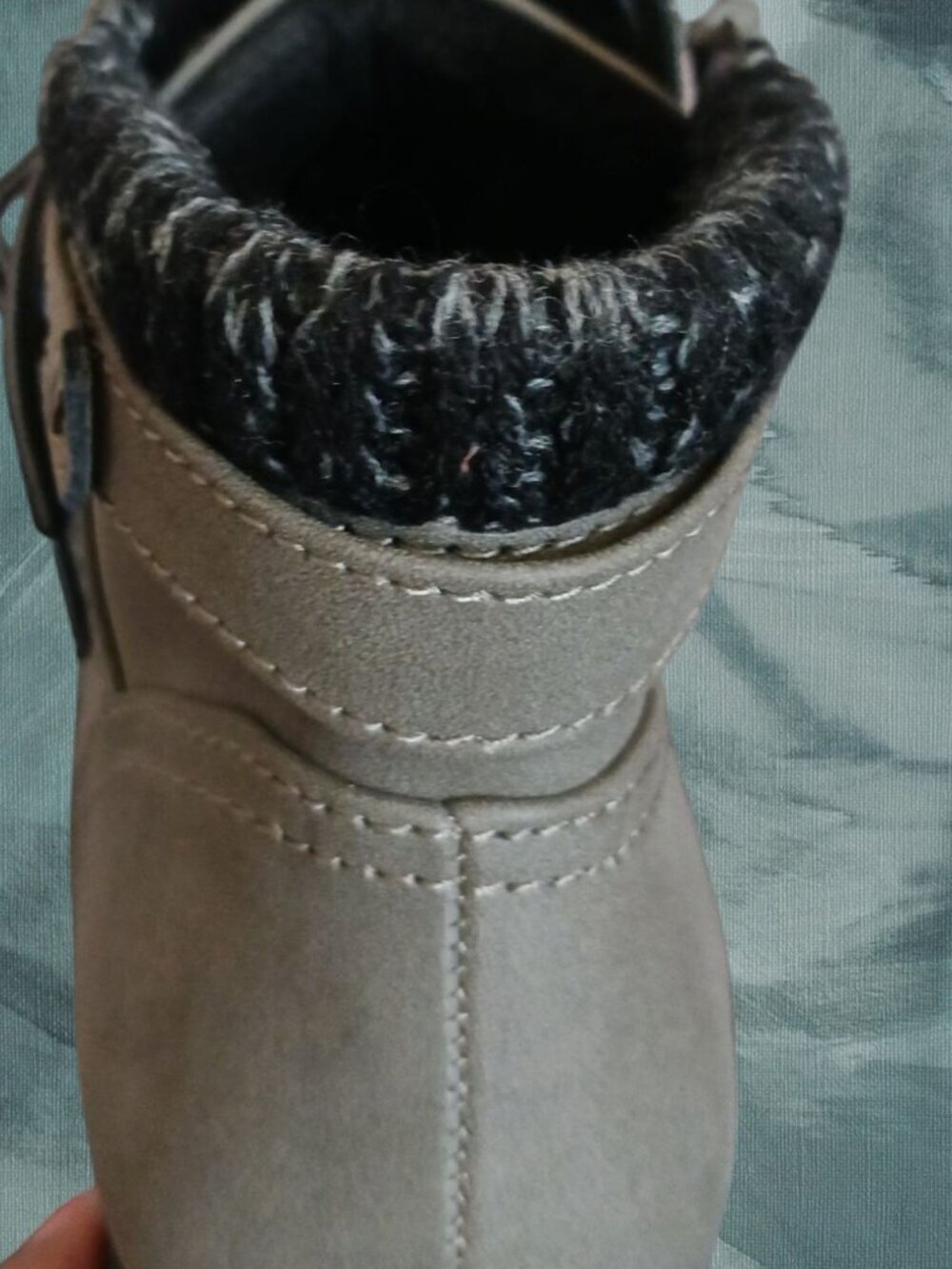 Sporto Womens Faux Suede Ankle Boots With Knit Collar & Lace-Up gray Size 7.5M - Picture 11 of 16